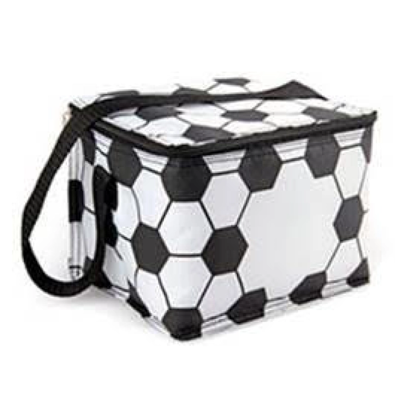 Lonchera Futbol, en lona, con reata ajustable, 20 x 13 x 12.5 cmts