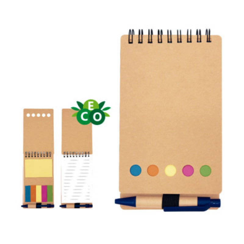 Libreta Funny, en cartón reciclado con boligrafo, 15.2 x 8.6 cmts