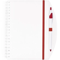 Cuaderno Lace, de 13 x 18 cmts, en PP blanco, con bolígrafo