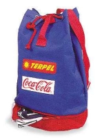 Tula Australia, bicolor, bolsillo abajo, en lona, reata agarrar y colgar,  46 x 30 cmts