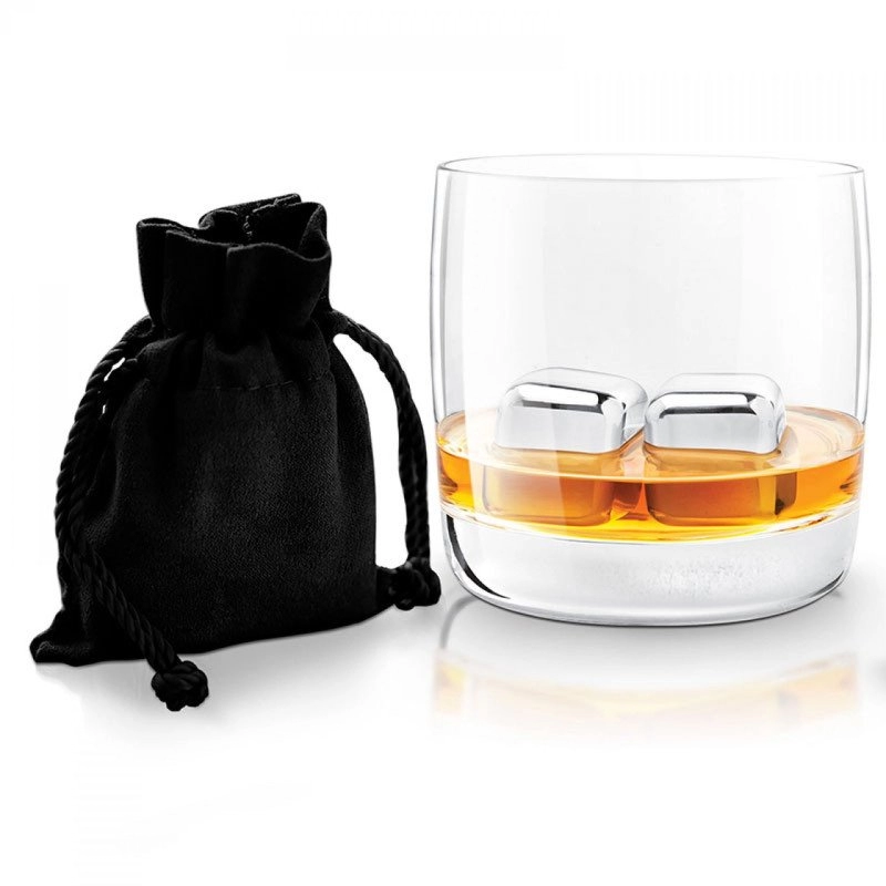 Set Scotch, 2 cubos en acero para enfriar bebidas y su estuche