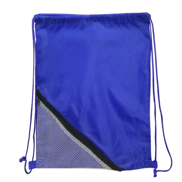 Tula Bimini, en poliester con bolsillo diagonal en malla, 34 x 43 cmts
