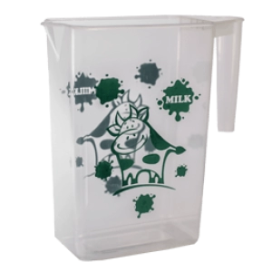 Jarra Rectangular, de 1.3 Litros, alto 19, largo 12, ancho 6 cmts,  en PP