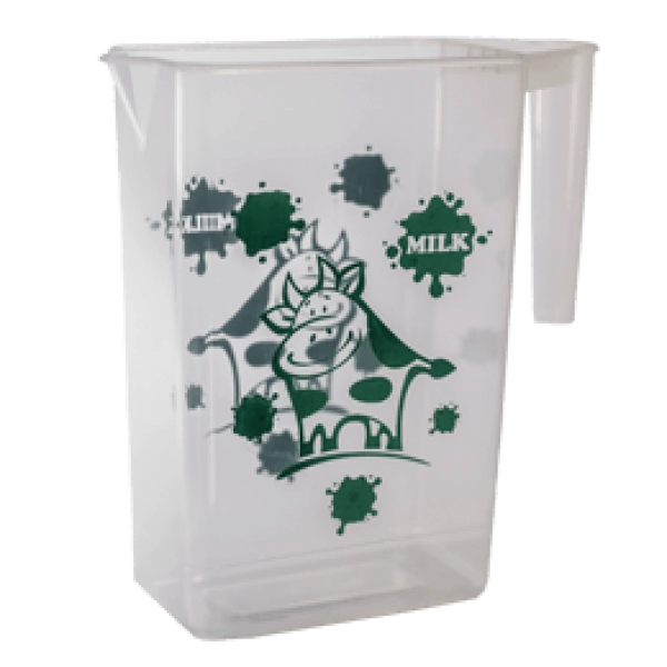 Jarra Rectangular, de 1.3 Litros, alto 19, largo 12, ancho 6 cmts,  en PP